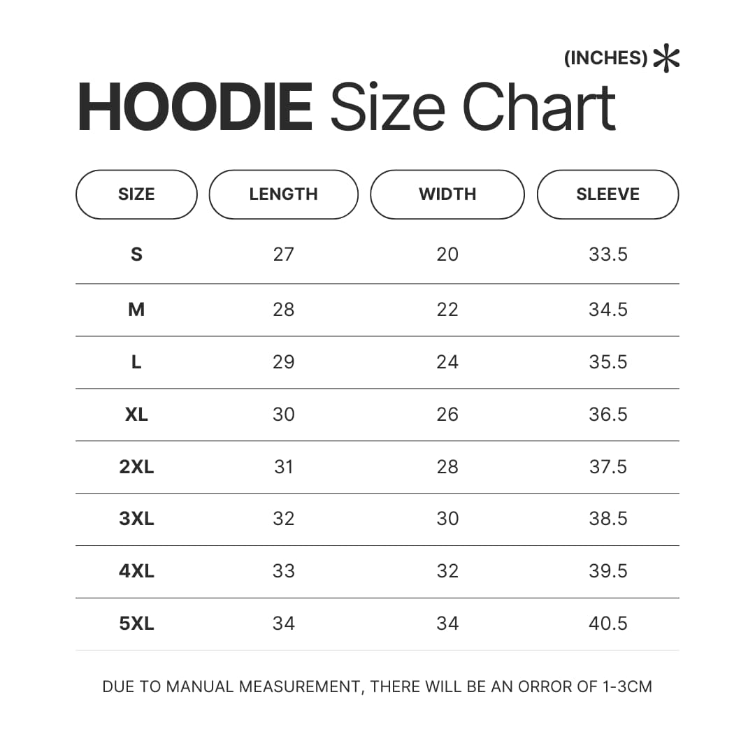 Hoodie Size Chart - Onyx Storm Store