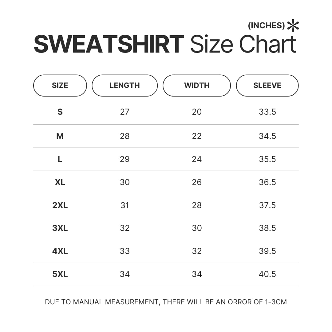 Sweatshirt Size Chart - Onyx Storm Store