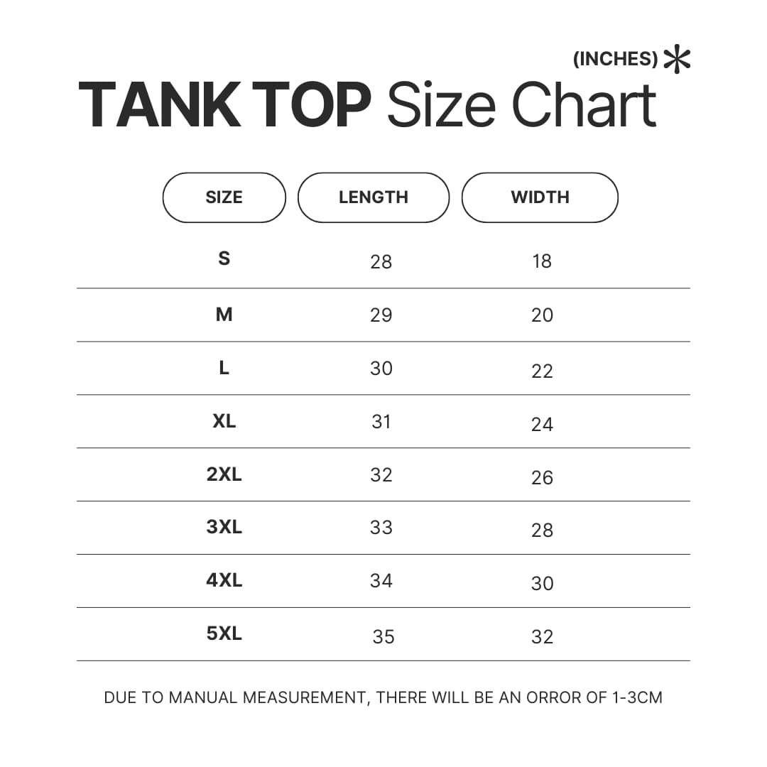 Tank Top Size Chart - Onyx Storm Store