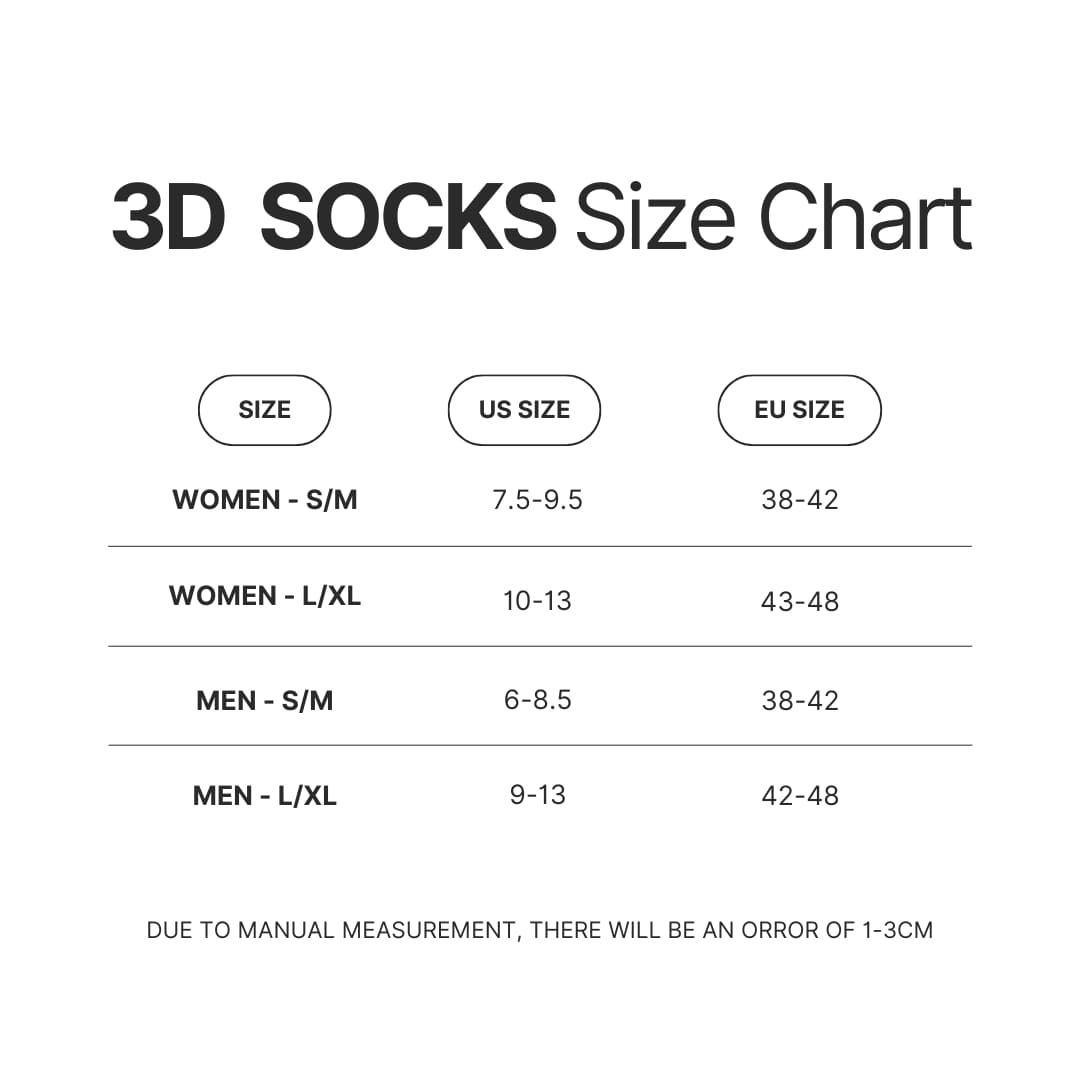 3D Socks Size Chart - Onyx Storm Store