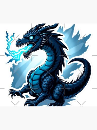 Alternative view of Onyx Storm Dragon Electric Fury Fantasy Art Sticker Tapestry