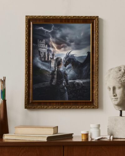 Alternative view of Violet and Tairn Wall Art - Onyx Storm , Iron Flame, Onyx Storm