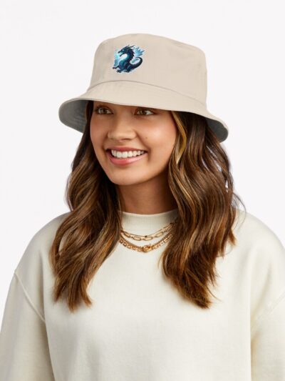Alternative view of Onyx Storm Dragon Electric Fury Fantasy Art Sticker Bucket Hat
