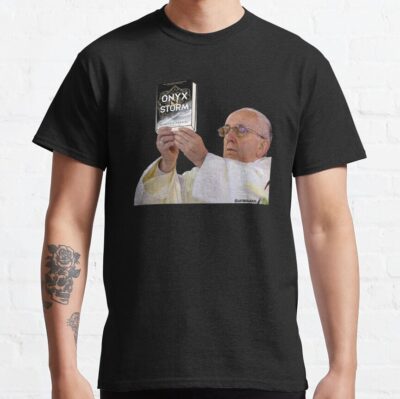 Alternative view of Onyx Storm Pope Holding Book Meme Rebecca Yarros T-shirt