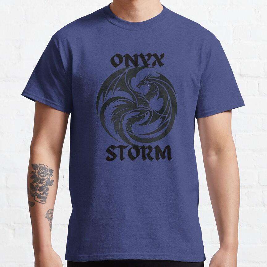 Onyx Storm Quest Squad Fourth Wing Fantasy Book Illustration Design T-shirt - Image 4
