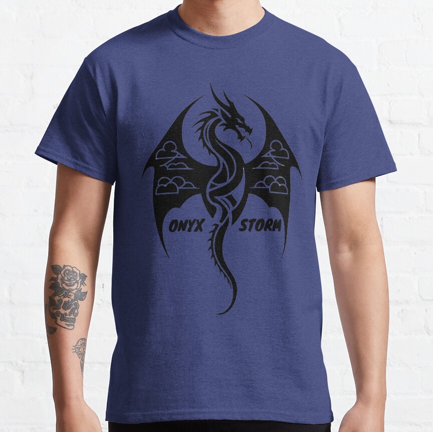 Onyx Storm Quest Squad Fourth Wing Fantasy Book Illustration Design T-shirt - Image 5
