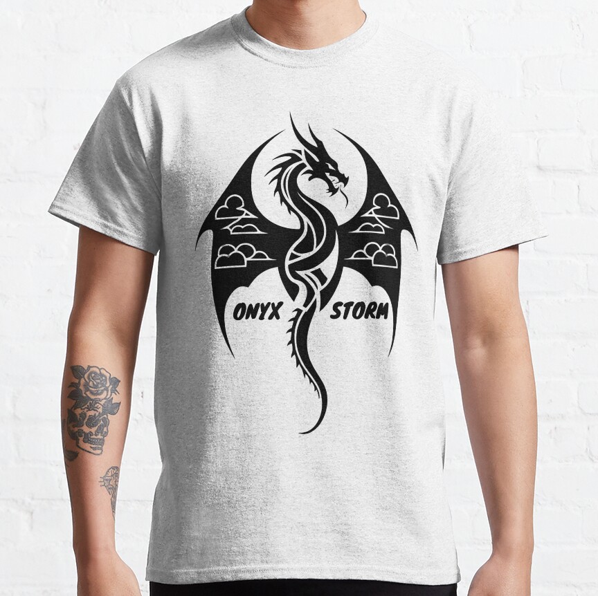 Onyx Storm Quest Squad Fourth Wing Fantasy Book Illustration Design T-shirt - Image 2