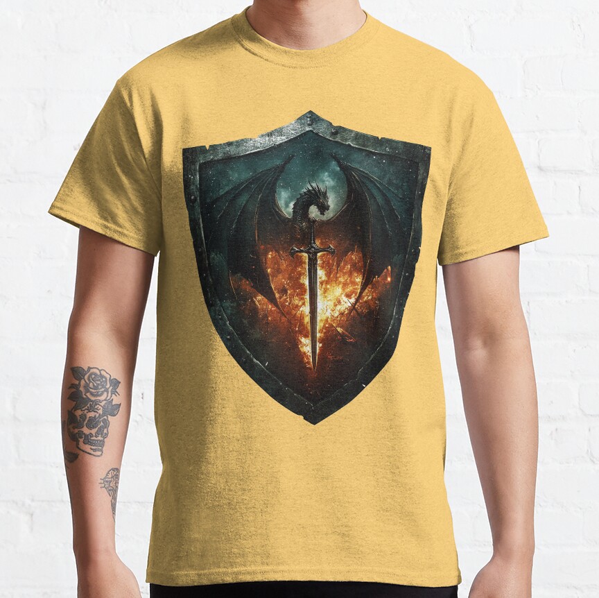 Onyx Storm Legendary Dragon And Flame Shield T-shirt - Image 6