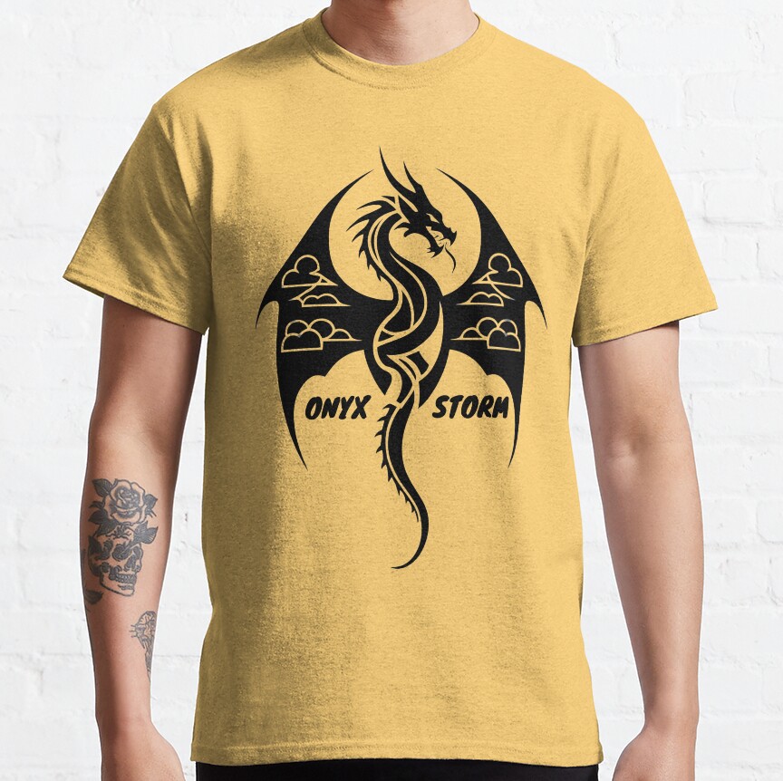 Onyx Storm Quest Squad Fourth Wing Fantasy Book Illustration Design T-shirt - Image 6