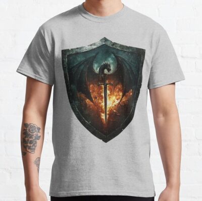 Onyx Storm Legendary Dragon And Flame Shield T-shirt
