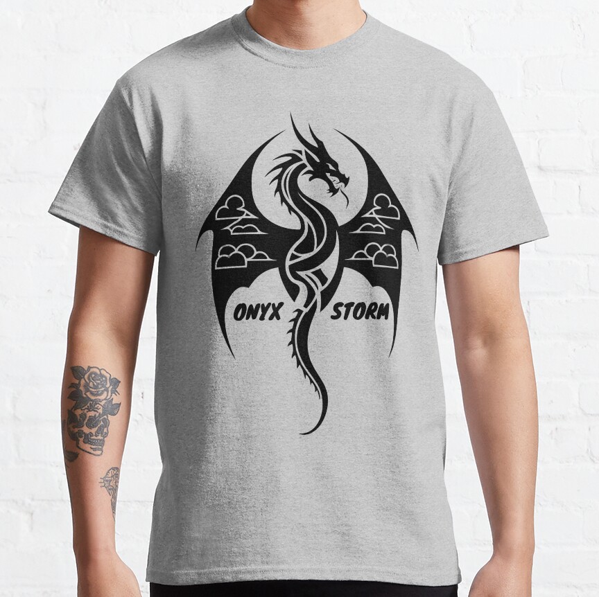 Onyx Storm Quest Squad Fourth Wing Fantasy Book Illustration Design T-shirt - Image 4