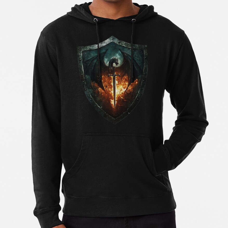 Onyx Storm Legendary Dragon And Flame Shield Hoodie