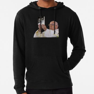 Alternative view of Onyx Storm Pope Holding Book Meme Rebecca Yarros Hoodie