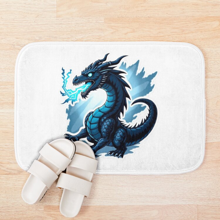 Onyx Storm Dragon Electric Fury Fantasy Art Sticker Bath Mat - Image 3