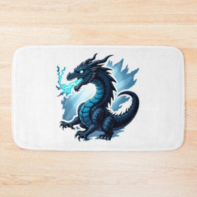 Onyx Storm Dragon Electric Fury Fantasy Art Sticker Bath Mat