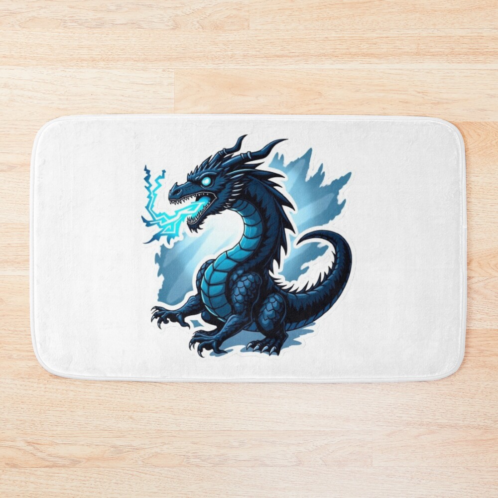 Onyx Storm Dragon Electric Fury Fantasy Art Sticker Bath Mat