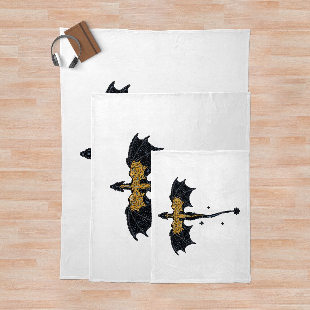 Mosaic Dragon Art Inspired By Onyx Storm Mystical Tile Design Throw Blanket - Image 3