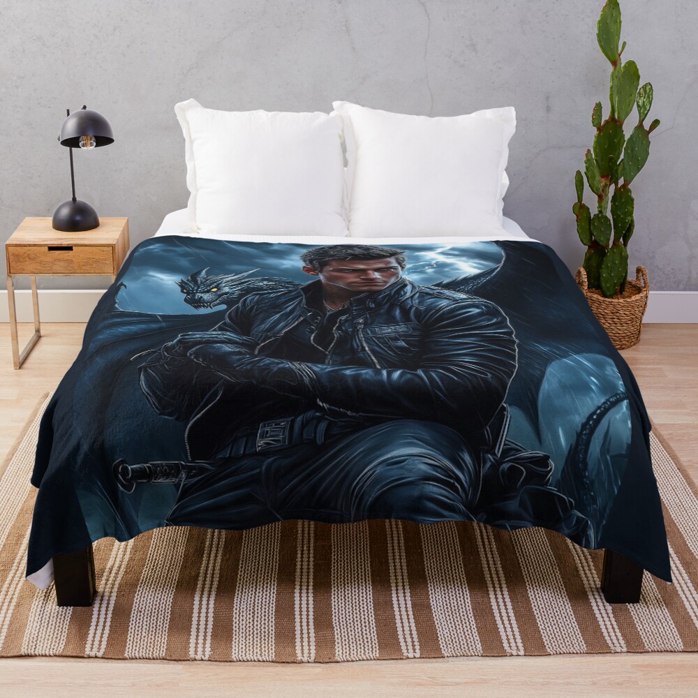 Xaden Riorson Onyx Storm Fourth Wing Throw Blanket