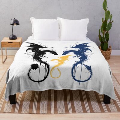Dragon Fam Tairn Andarna And Sgaeyl Throw Blanket