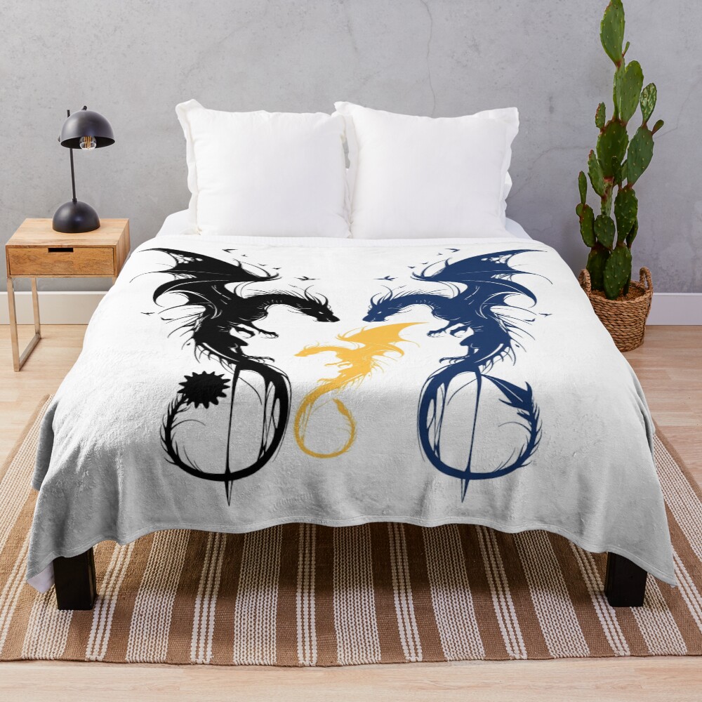 Dragon Fam Tairn Andarna And Sgaeyl Throw Blanket