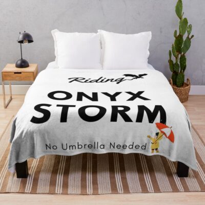 Rriding The Onyx Storm No Umbrella Needed Throw Blanket