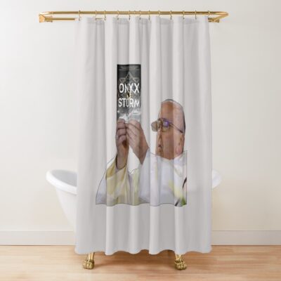Pope Holding Onyx Storm Rebecca Yarros Shower Curtain