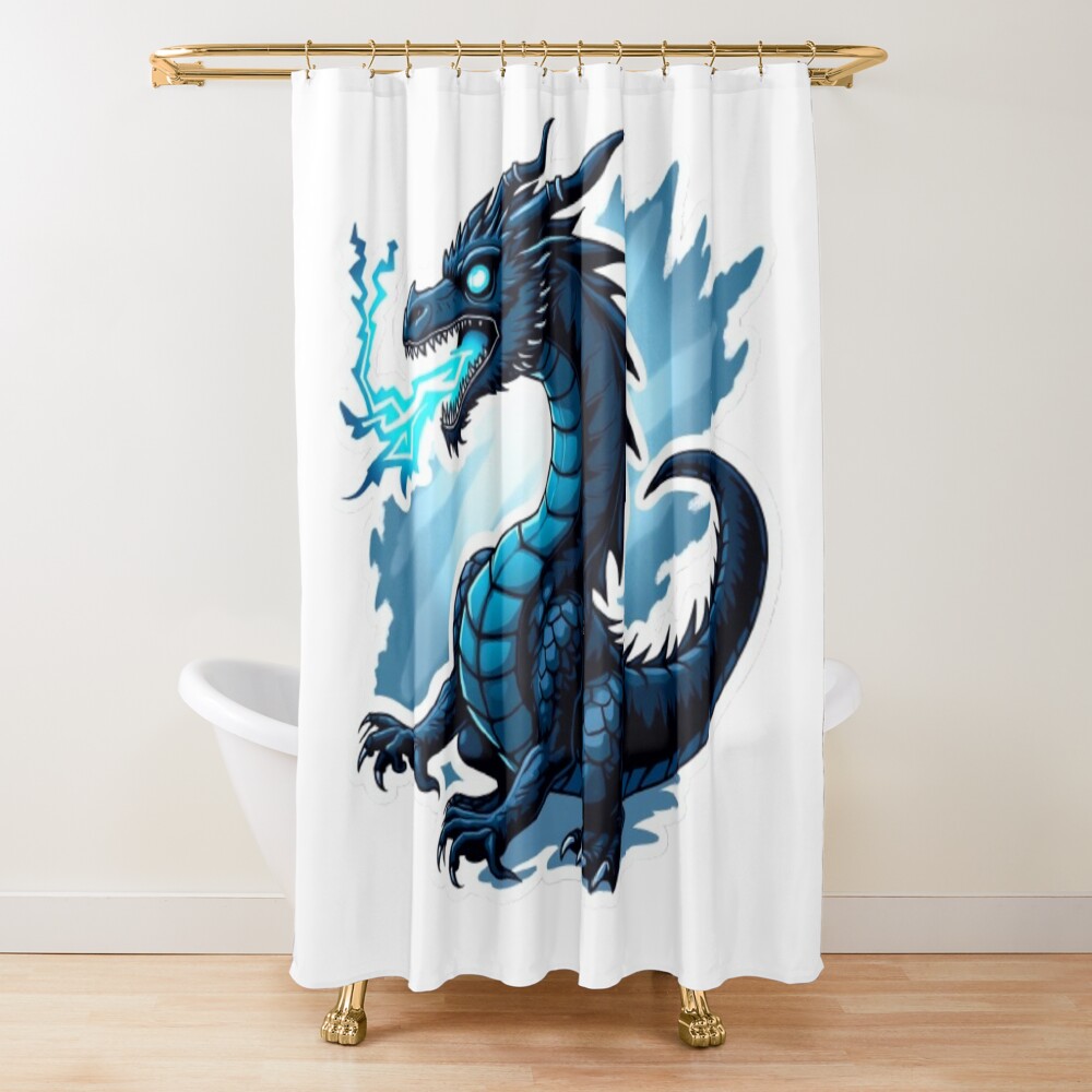 Onyx Storm Dragon Electric Fury Fantasy Art Sticker Shower Curtain