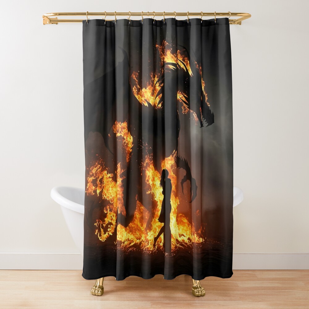 Onyx Storm Inspired Dragon Shower Curtain