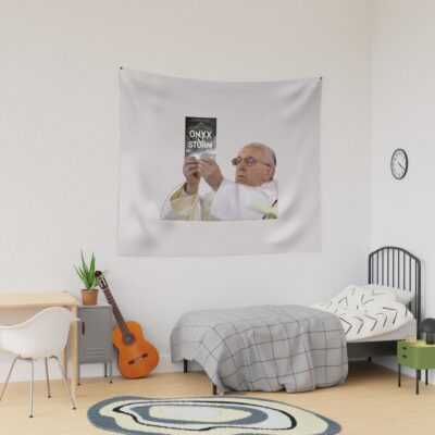 Pope Holding Onyx Storm Rebecca Yarros Tapestry
