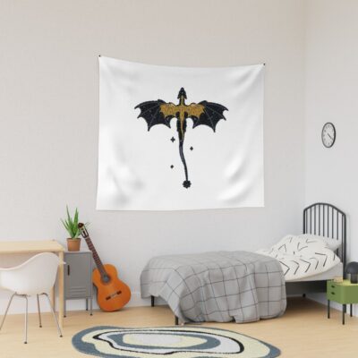 Mosaic Dragon Art Inspired By Onyx Storm Mystical Tile Design Tapestry